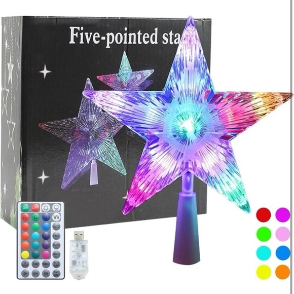 Christmas Tree Topper, 9" Lighted Christmas Tree Topper Star KBG LED 20 Light Mo - Picture 1 of 9